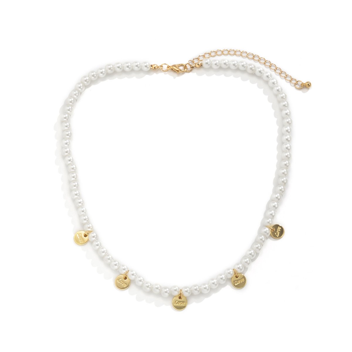 Jewelry Retro Cold Pearl Clavicle Necklace Temperament Simple Metal Letter Tag Necklace