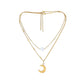Titanium Steel Real Gold Simple Moon Stainless Steel Pendant Personality Pearl Double Layer Necklace Jewelry Women