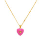 Fashion enamel dripping oil double love necklace French light luxury inlaid peach heart pendant clavicle chain simple necklace
