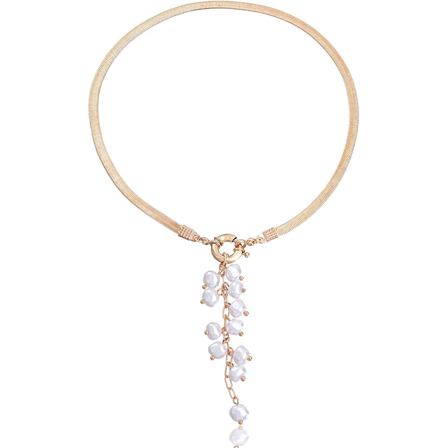 Jewelry Fashion Personality Pearl String Pendant Necklace Women's Trendy Model Light Luxury Snake Bone Chain Necklace