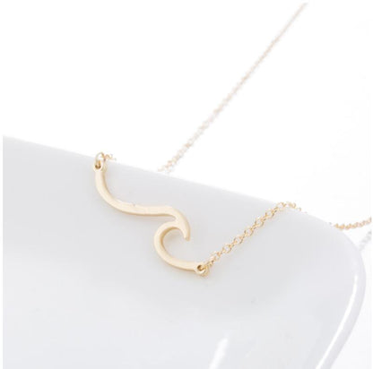 Long Wave Necklace Beautiful Wave Pendant Clavicle Chain Beach Surfer 19 Years Explosion