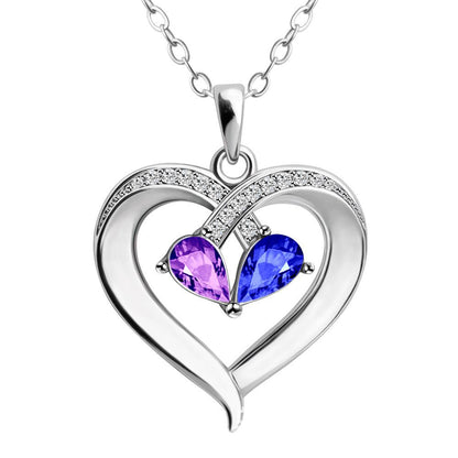 Fashion Ladies Heart Crystal Diamond Pendant Necklace Heart Sapphire Necklace Jewelry