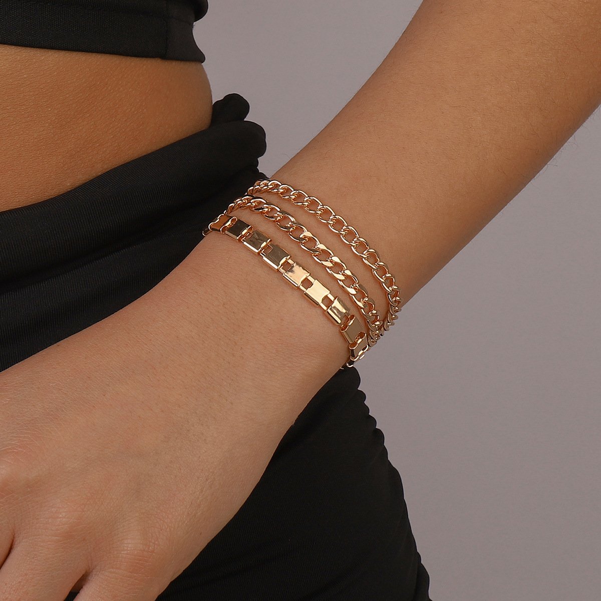 B1696 Jewelry Simple Metal Multilayer Bracelet Casual Fashion Geometric Irregular Creative Jewelry