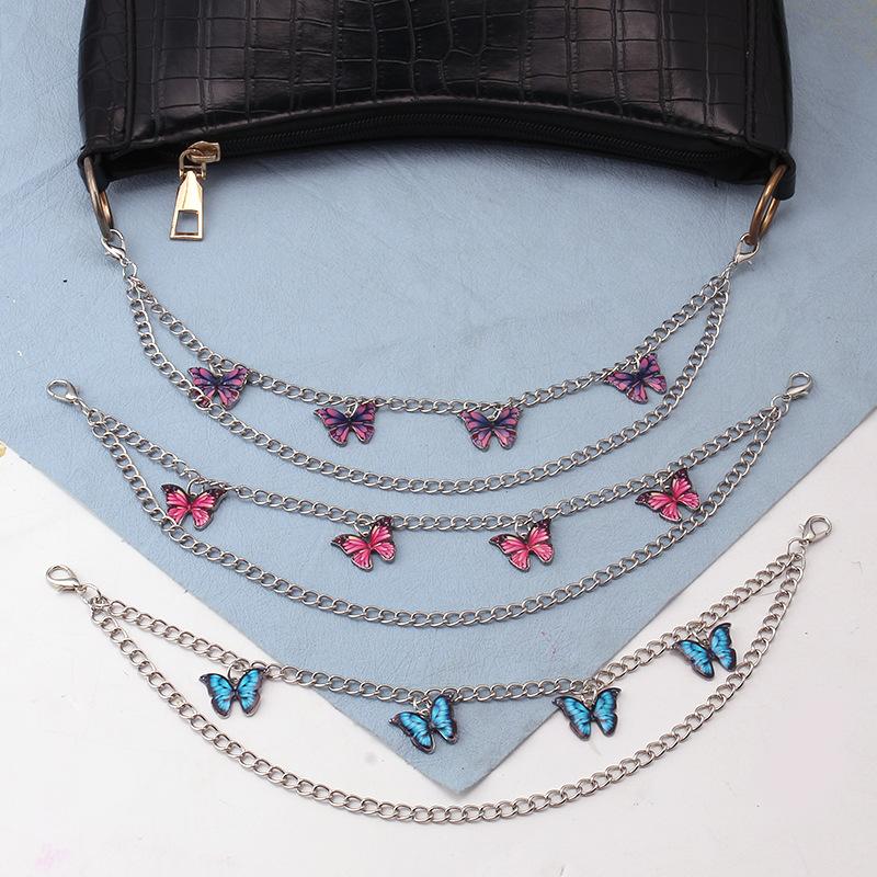 Jewelry ins fashion double-layer drop oil butterfly pendant bag chain all-match handbag accessories hanging chain