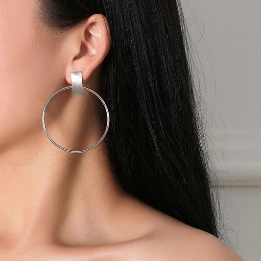 Fashion simple round metal earring temperament fashion OL ring earrings accessories