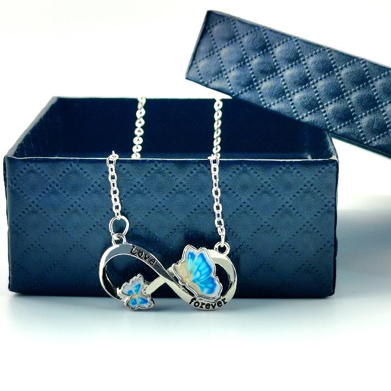 Summer Fashion Clavicle Chain 8-character Butterfly Pendant Necklace Female Niche Design Lettering LOVE Jewelry