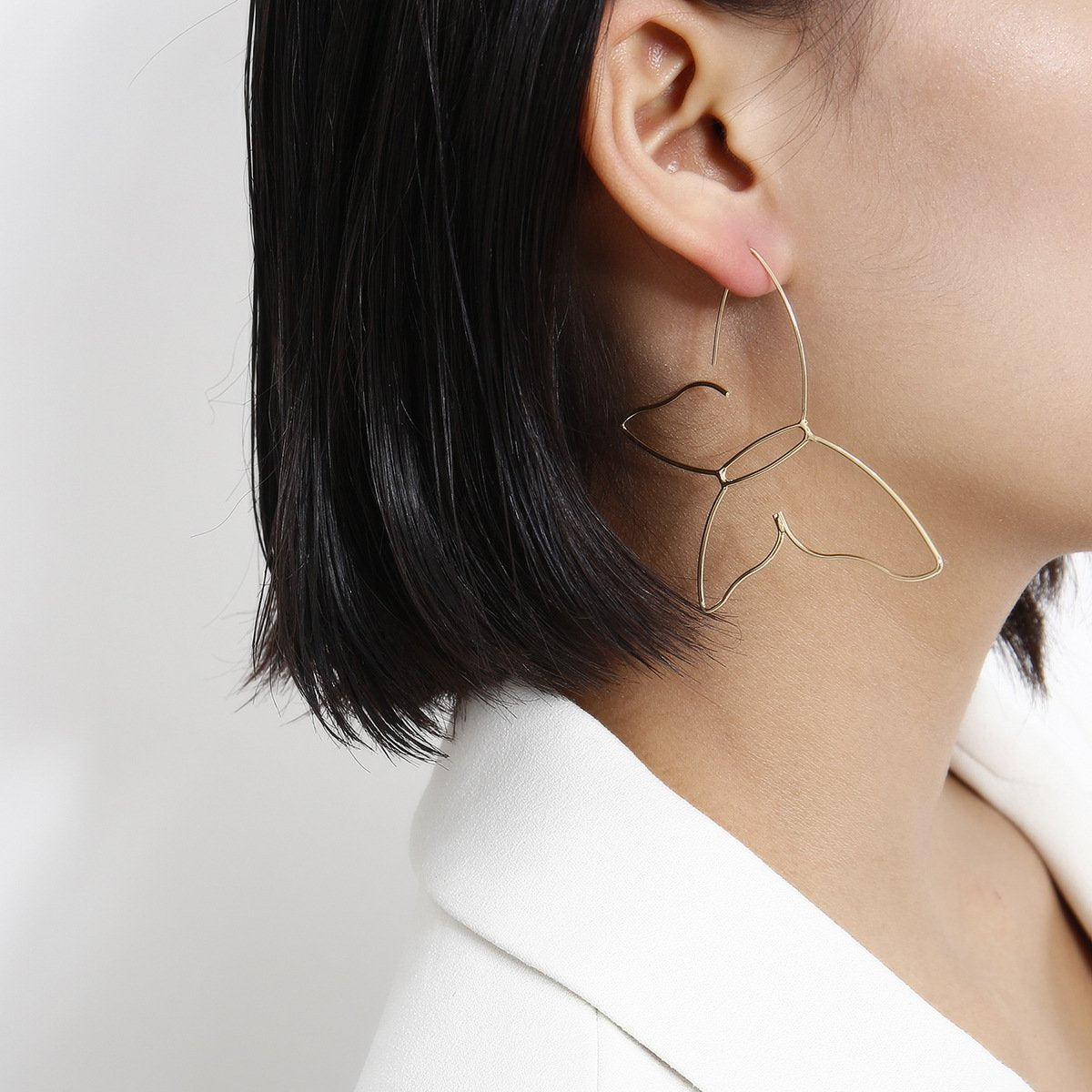 Jewelry Frosty Line Outline Earrings Simple Elegance Hollow Butterfly Earrings Women