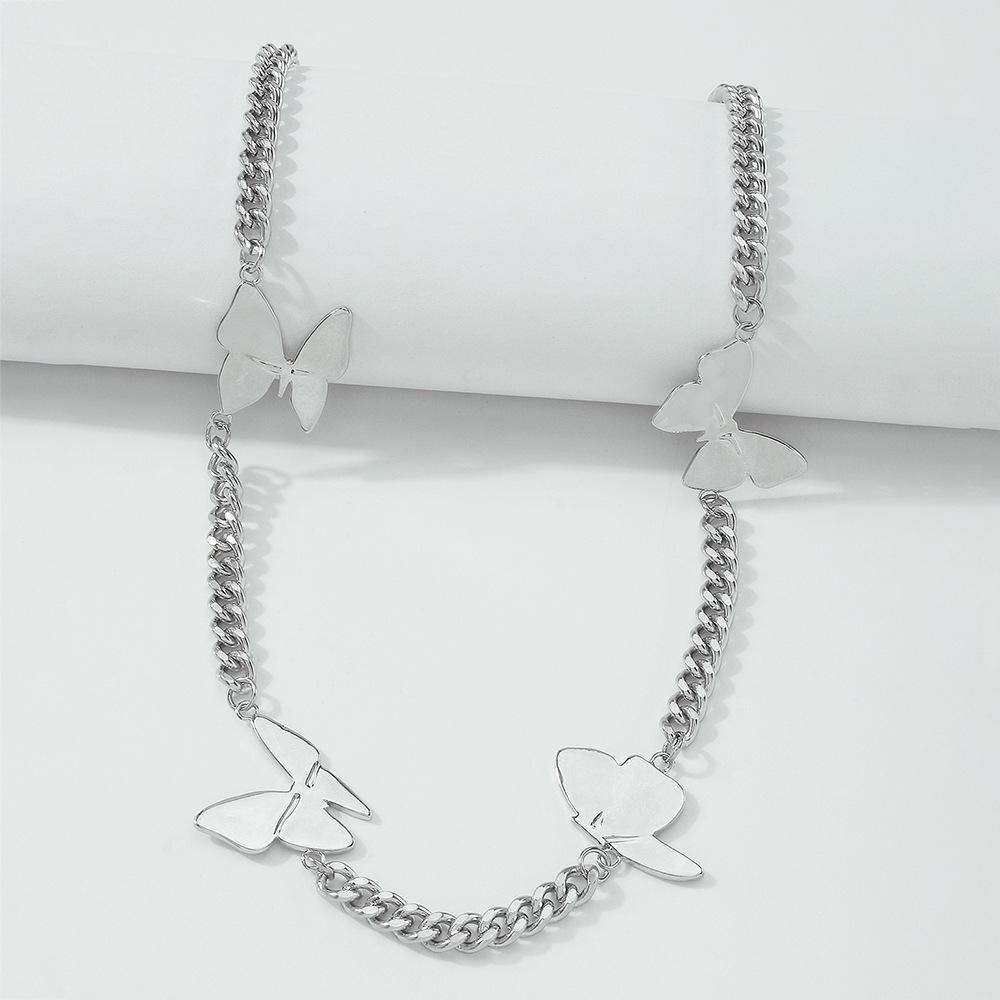 N8668 Jewelry Fashion Cool Hip Hop Chain Necklace Personality Retro Creative Simple Butterfly Necklace Female