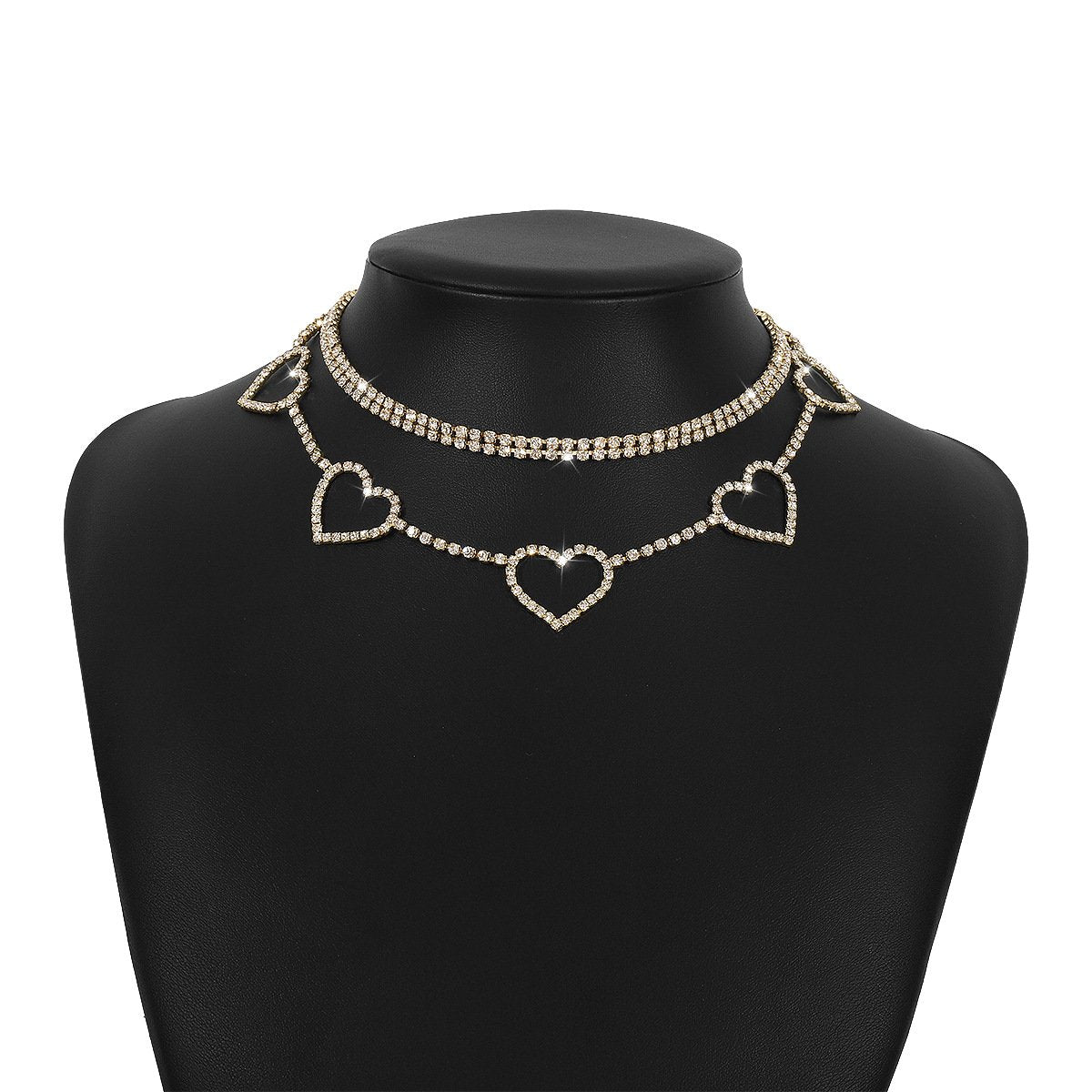 1334 Net Red Sweet Necklace Hollow Love Diamond Temperament Necklace Light Luxury Short Clavicle Necklace