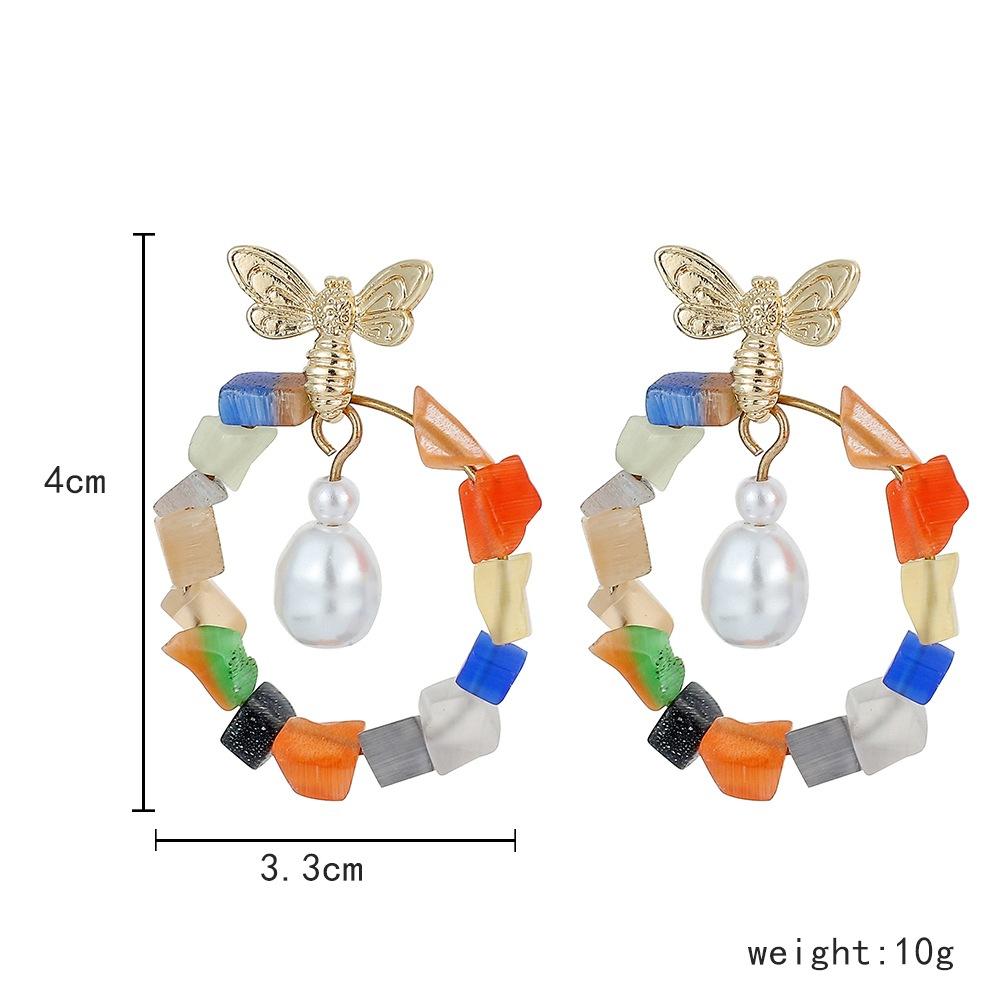 Fashion and simple gold bee color gravel accessories earrings ins personalized creative niche lady earrings