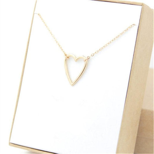 Jewelry Simple Sexy Hollow Love Peach Heart Heart Shape Short Necklace Clavicle Chain Necklace Female