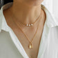 Dongdaemun Simple and Versatile Temperament Pearl Necklace Personality Metal Lock Pendant Fashion Niche Double Layer Necklace