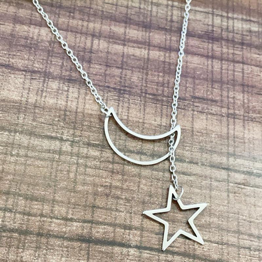 Star Moon Star Moon Titanium Steel Necklace Female Summer Net Red Ins Simple Temperament Pendant Clavicle Chain Year