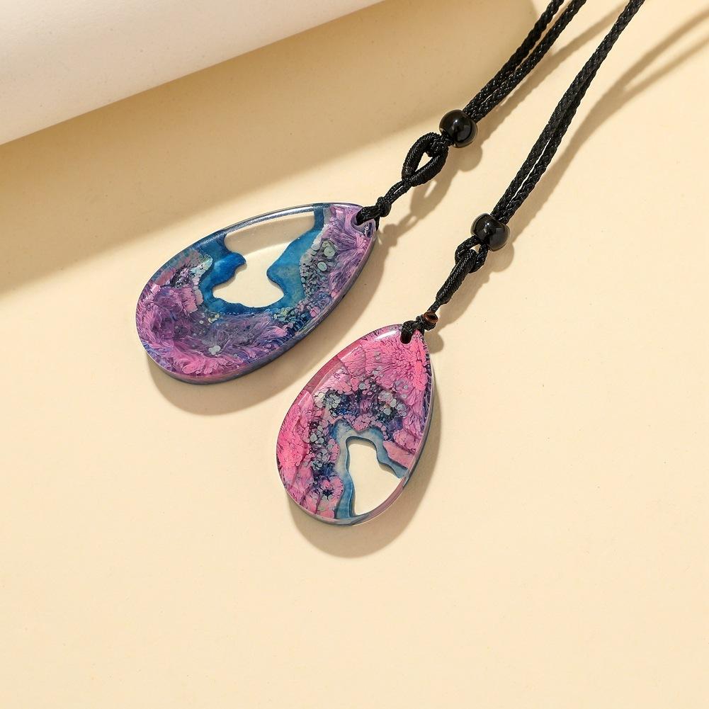 Creative drop-shaped island landscape pendant fashion exquisite coral sea wave jellyfish resin necklace jewelry