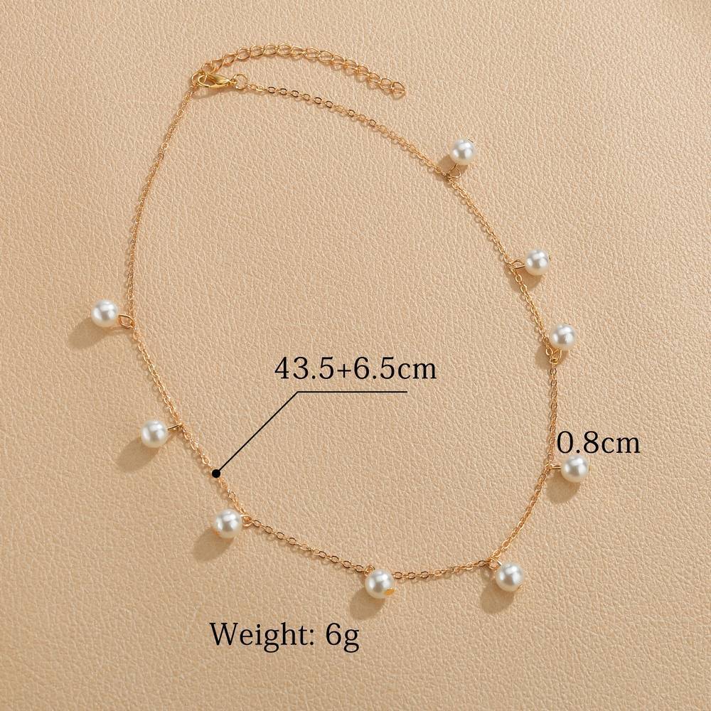 Retro Fashion Pearl Necklace Personality Short Choker Clavicle Chain Accessories