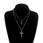 Jewelry Size Double Pearl Cross Pendant Necklace Ladies Simple Temperament Trend Necklace