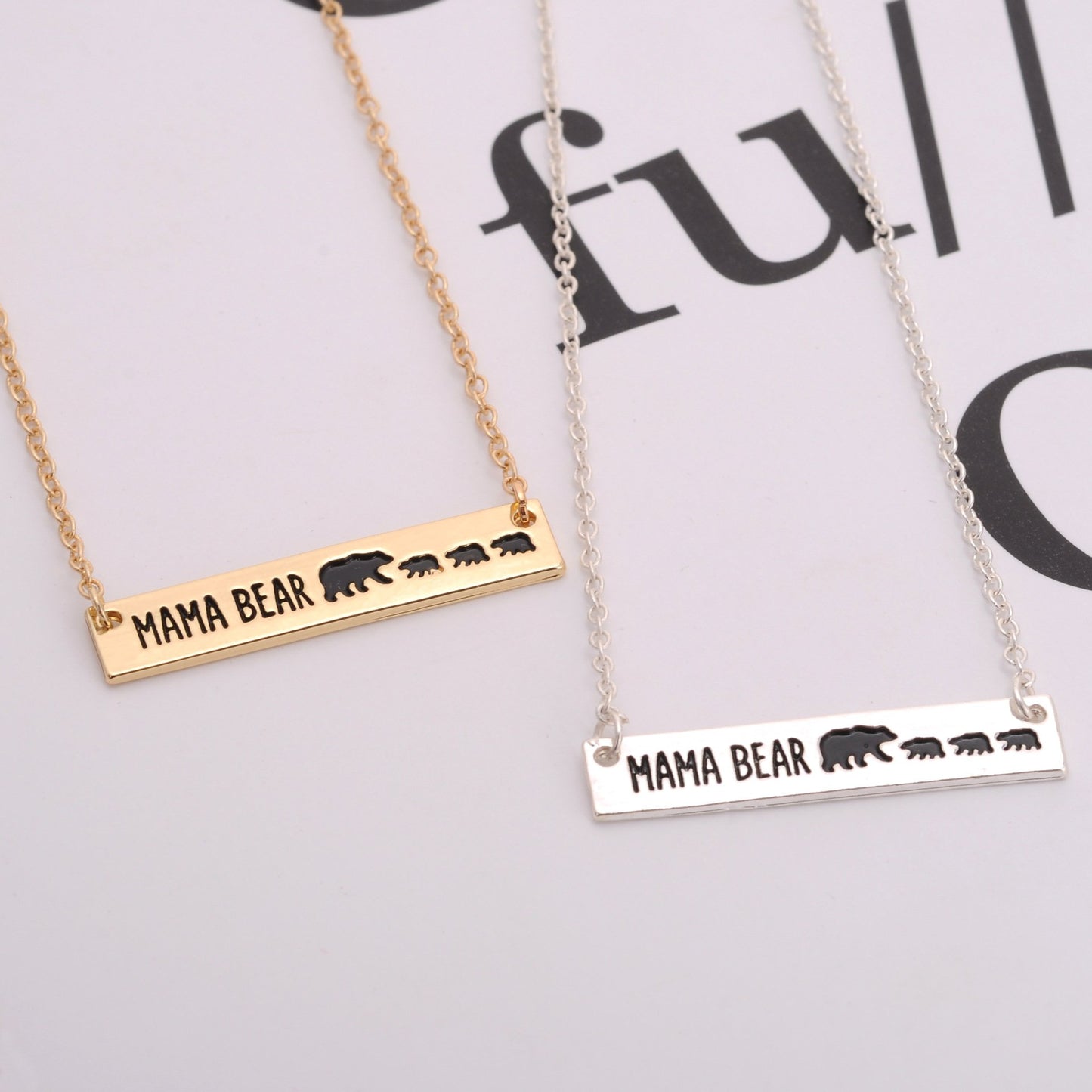 Explosive Mother's Day Gift Simple Fashion Mother Bear Pendant Necklace Alloy Gold and Silver Two Colors