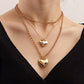 Retro fashion double stacked simple exaggerated love pendant necklace ins clavicle chain jewelry