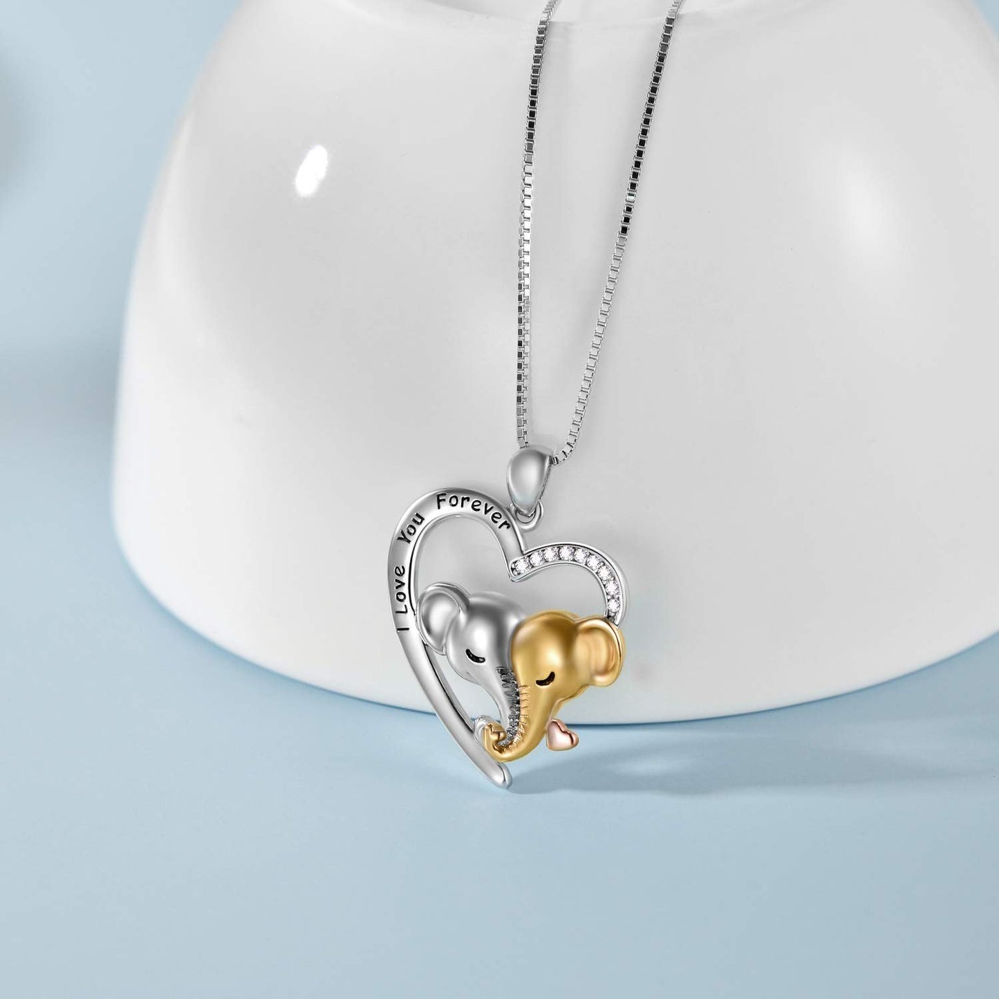 Fashion Summer Clavicle Chain Pendant Necklace Female Mother's Day Heart Shaped Elephant Jewelry Accessories