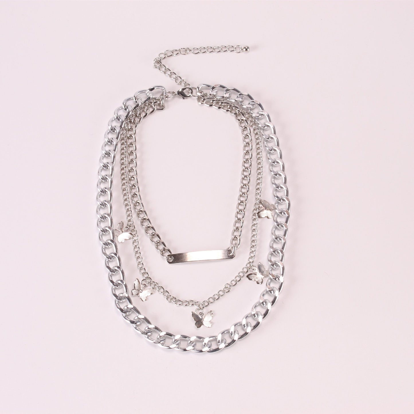 Fashion punk personality long strip multi-layer necklace butterfly tassel clavicle chain multi-layer butterfly necklace female
