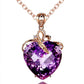 Fashion Women Heart Amethyst Gemstone Pendant Necklace Peach Heart Amethyst Necklace Jewelry