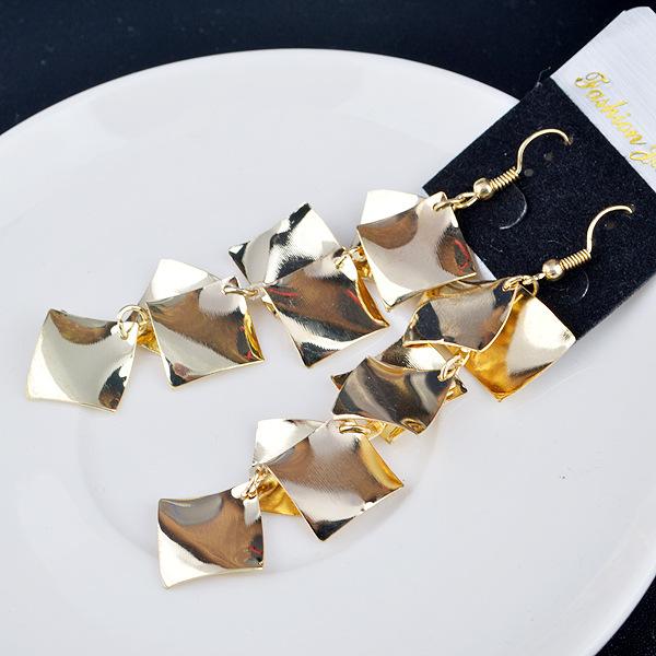 Long Rhombus Metal Sequin Earrings Fashion Shiny Disc Earrings