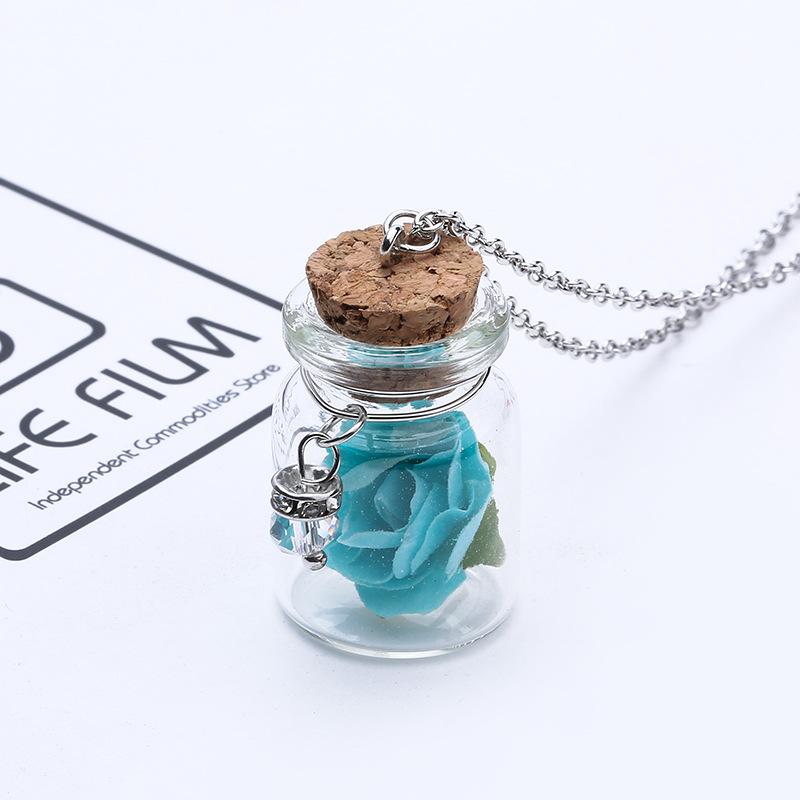 Fashion Beach Fresh Luminous Necklace Drifting Bottle Flower Luminous Jewelry Clavicle Chain