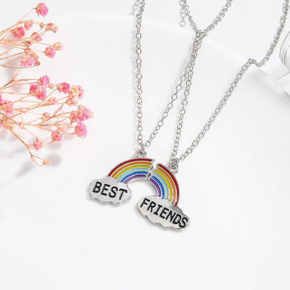 Rainbow Cloud Mosaic Necklace Set Simple Rainbow Pendant Clavicle Chain Necklace Jewelry