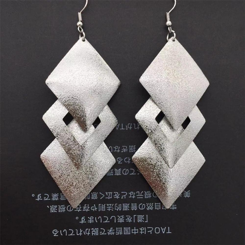 Multilayer Rhombus Metal Sheet Long Earrings Exaggerated Earrings Fashion Fashion Accessories Earrings