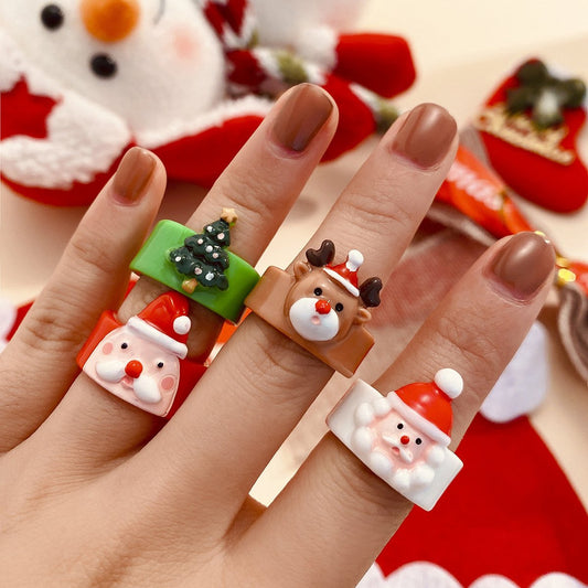 Christmas series cute ring personality joint ring ring fashion resin interesting jewelry for women
