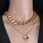 Jewelry love double-layer set chain female personality creative fashion necklace ins peach heart clavicle chain