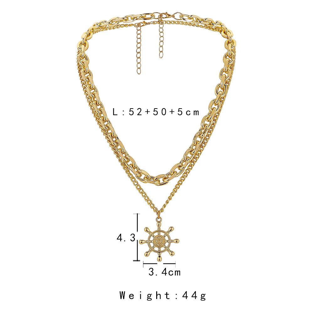 Fashion personality atmosphere double thick chain anchor men's necklace niche design clavicle chain men