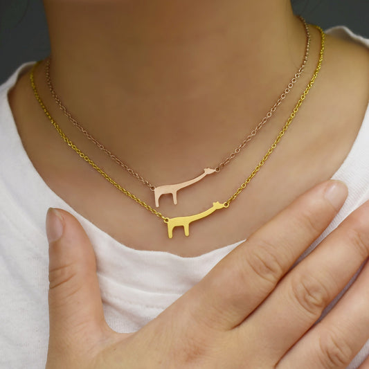 Personality Creative Simple Titanium Steel Giraffe Necklace Clavicle Chain Female Cute Animal Jewelry