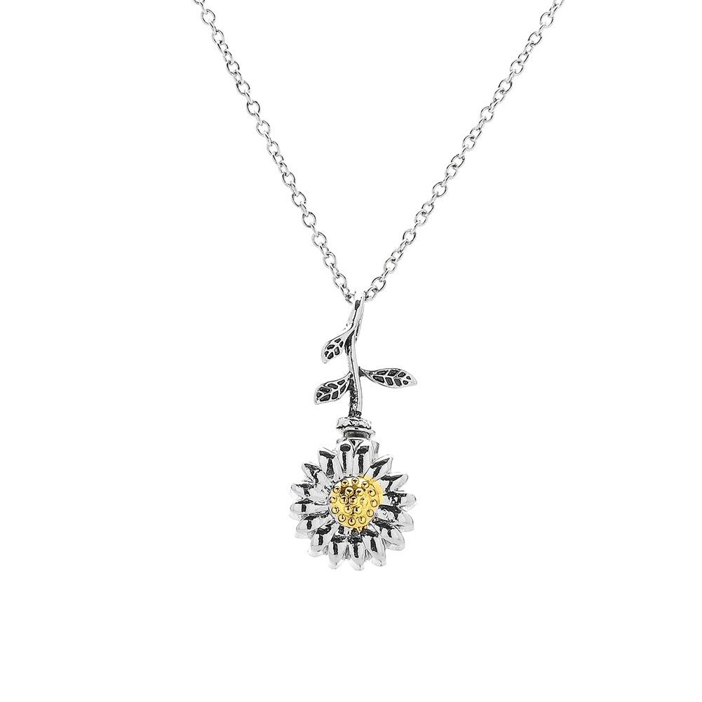 Sunflower Blossom Openable Pet Urn Pendant Necklace Necklace Clavicle Chain