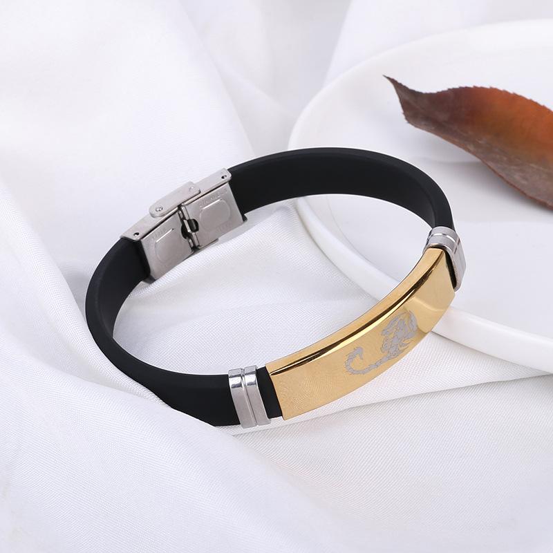 Men's Glossy Silicone Stainless Steel Bracelet Fashion Fashion Can Do LOGO Titanium Steel Bracelet