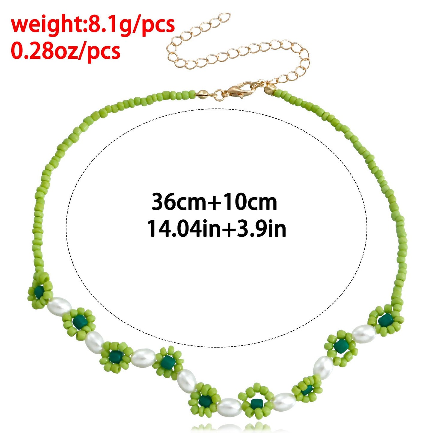 Creative mixed color small flower imitation pearl sweet cool necklace female small fresh and simple handmade rice bead flower necklace