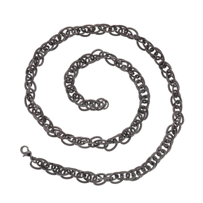 Fashion Men's Hip Hop Necklace Trend 1.6 Flat Flower Fake Twist Iron Chain Single Chain Jewelry