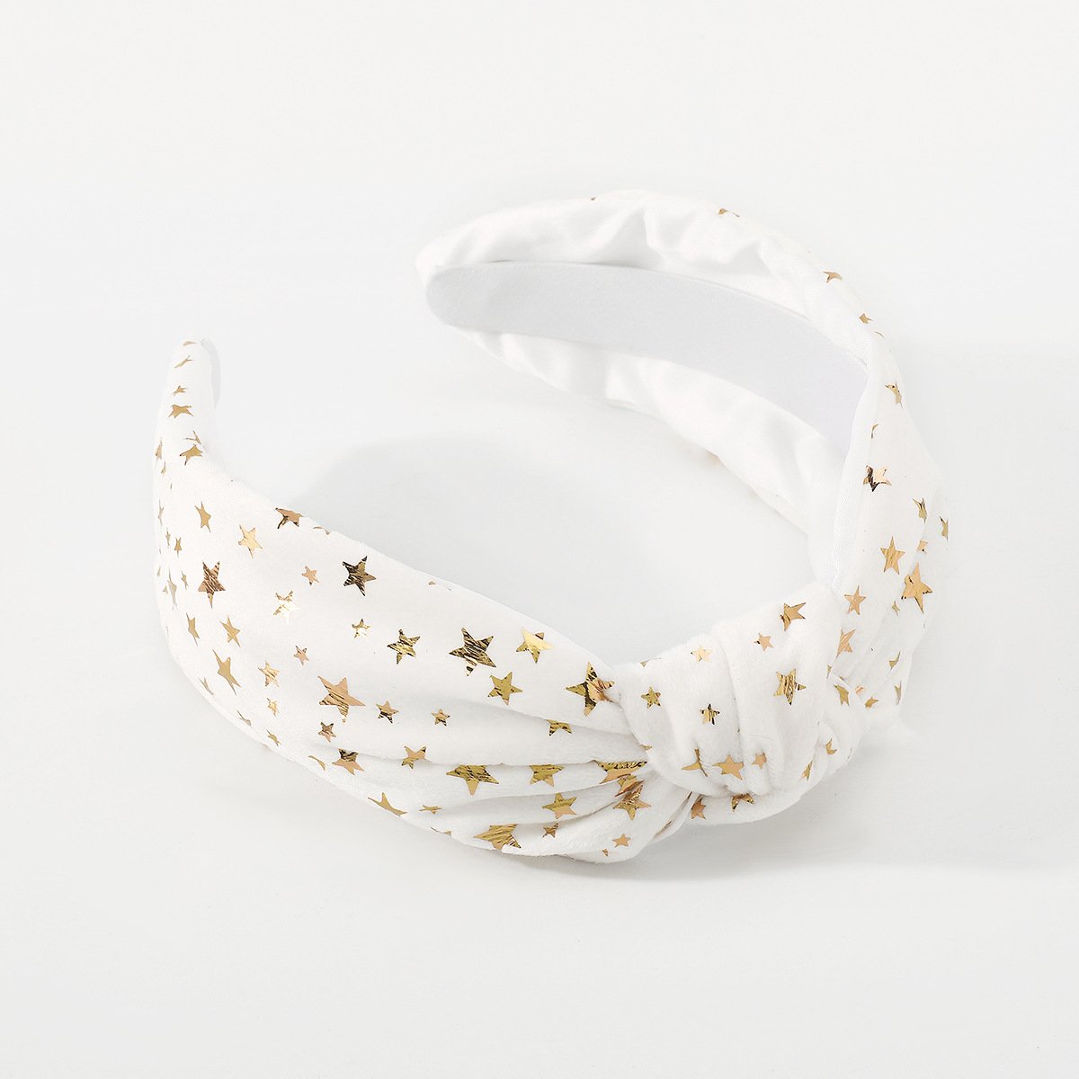 F4693 Jewelry Velvet Retro Knotted Sweet Hair Ornament Solid Color Five-pointed Star Temperament Wide-Brim Headband