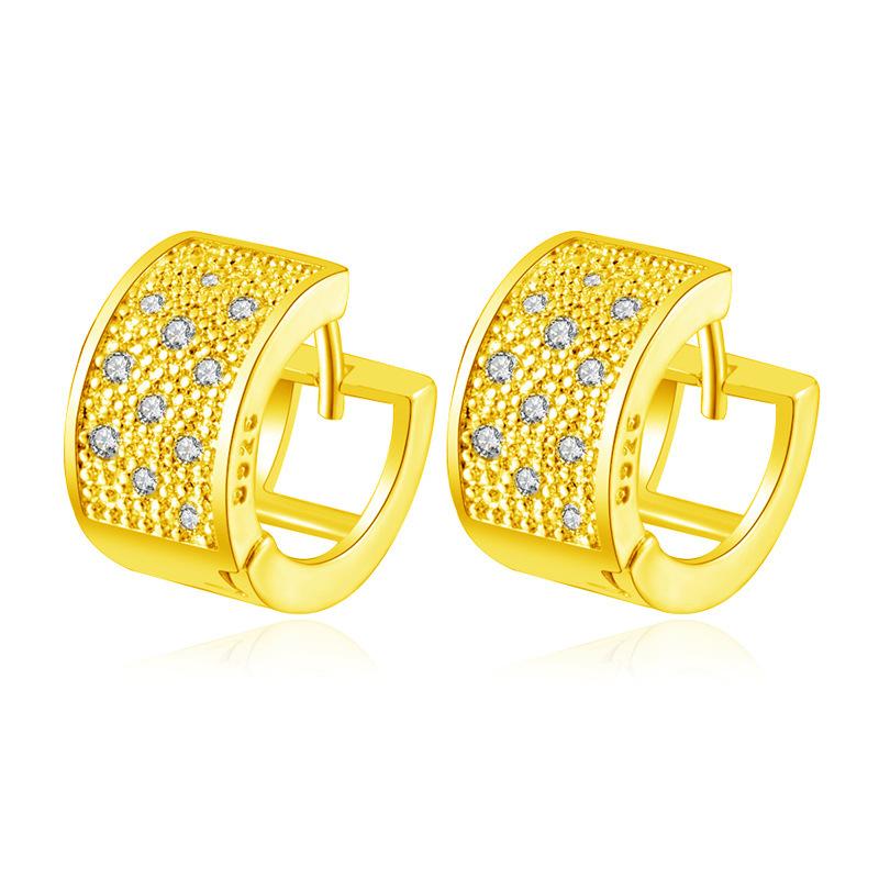 Temperament Diamond Geometric Earrings Fashion Personality Simple Metal Round Earrings Net Red Versatile Earrings Women