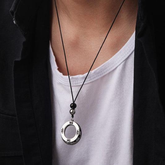 Fashion punk street commuting men's adjustable round Roman numeral necklace