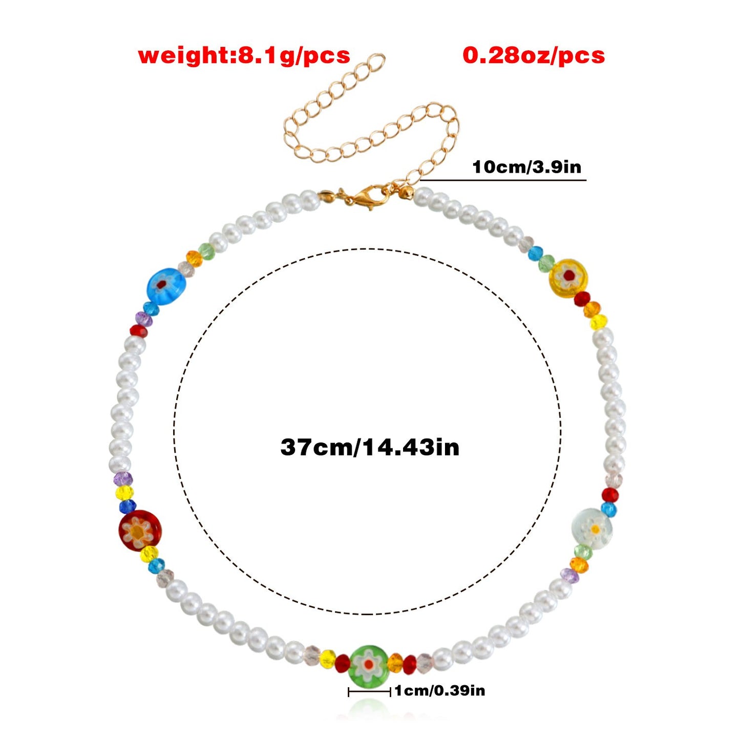 Jewelry Fresh and Sweet Imitation Pearl Necklace Spice Girl Niche Design Glass Flower Trend Necklace