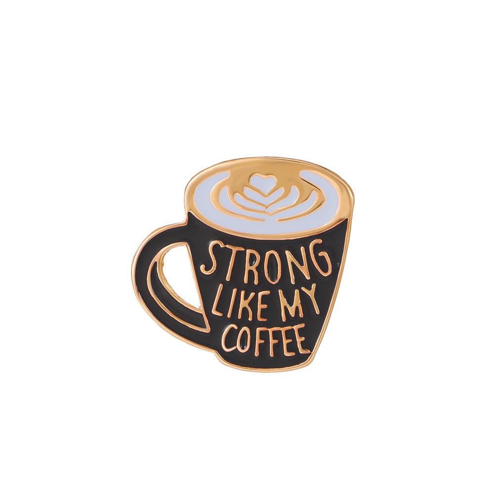 Creative cartoon coffee cup brooch alloy paint geometric pin badge personality clothing accessories