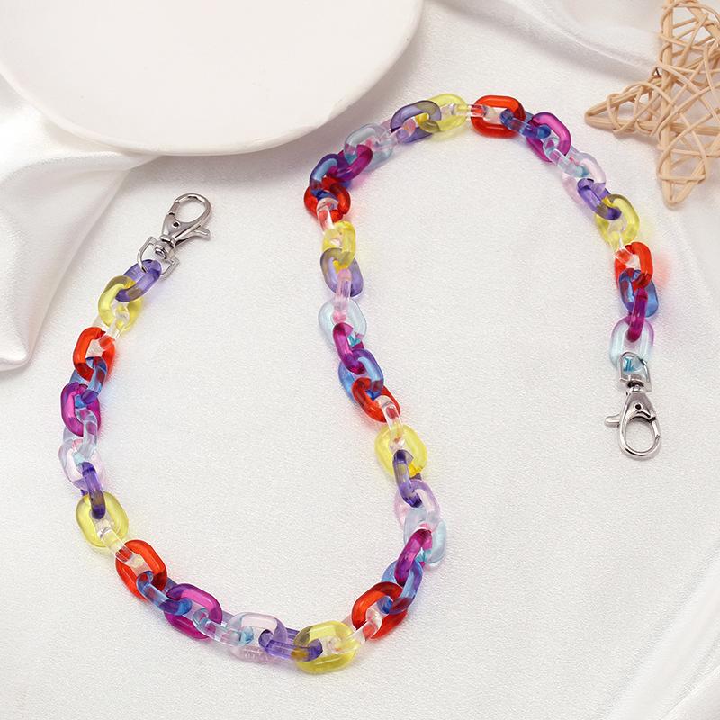 Ins net red same style candy-colored acrylic chain trendy hip-hop transparent cold necklace pants chain