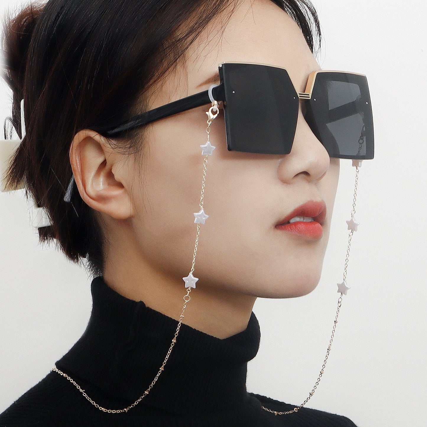 Five-pointed star imitation pearl advanced sense sunglasses chain non-slip glasses chain mask lanyard face chain female earphone chain