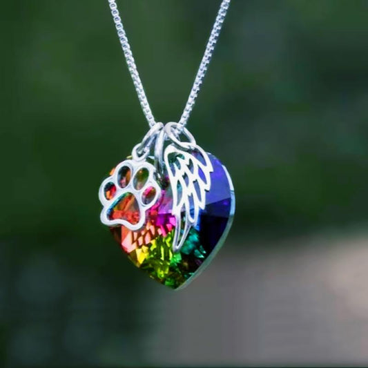 Jewelry Love Tourmaline Crystal Pendant Necklace Jewelry Female Summer Niche Design Wings Clavicle Chain
