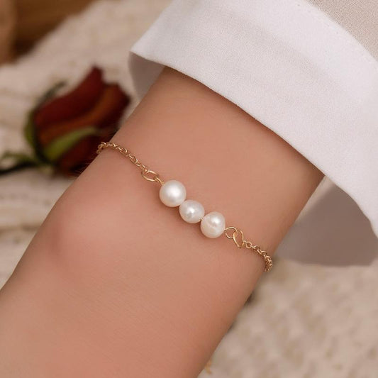 Simple Classic Pearl Bracelet Sweet and Versatile One-word Looper Freshwater Pearl Bracelet Literary Student Jewelry