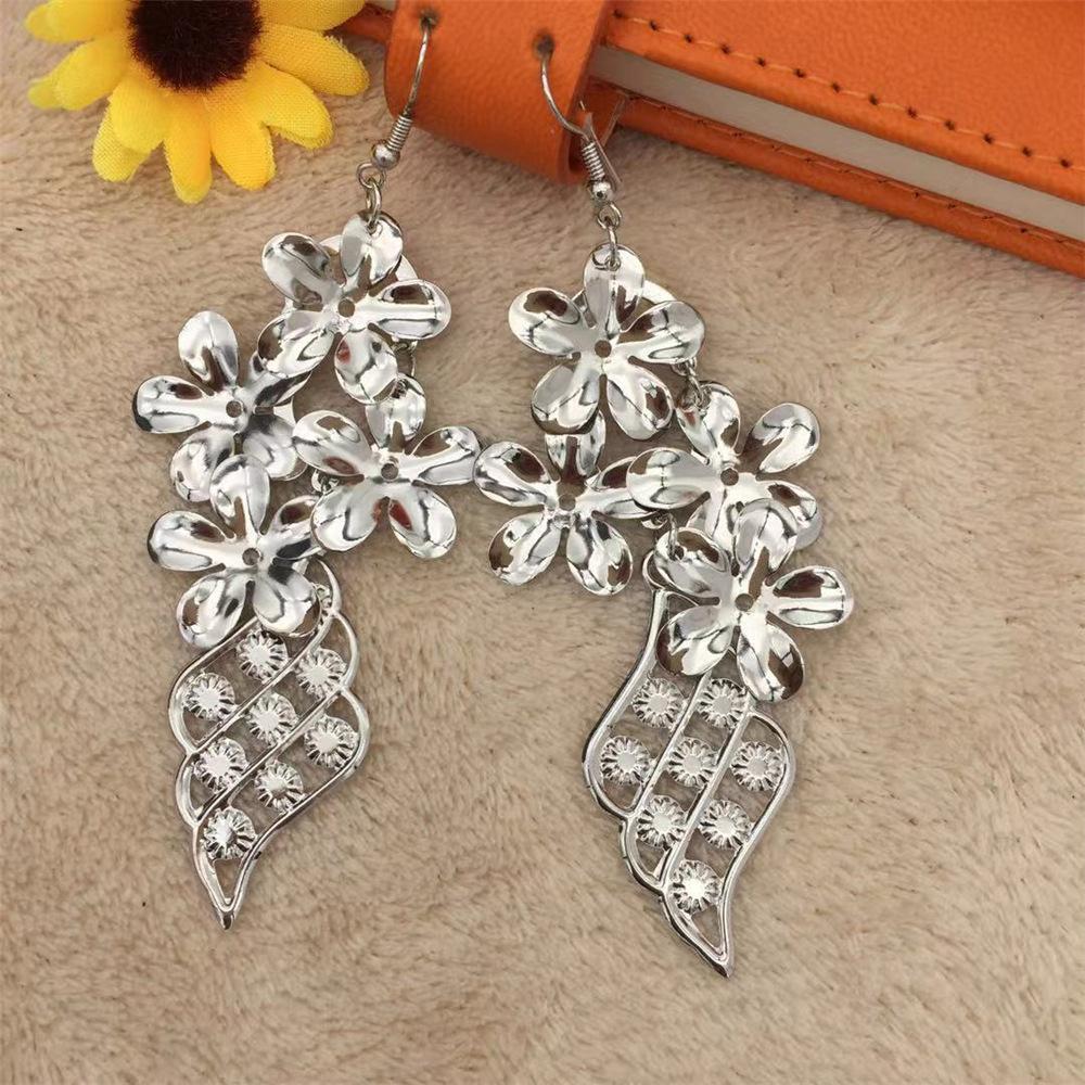 Multi-layer ice flower leaf earrings exaggerated earrings accessories