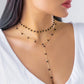 Jewelry simple imitation crystal handmade chain tassel necklace feminine all-match double layer necklace