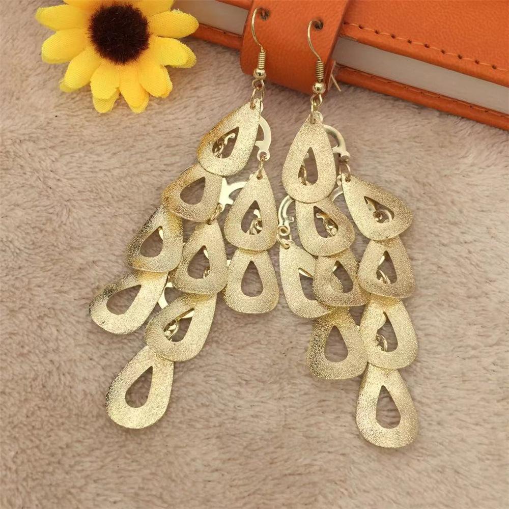 Fashionable Frosted Water Drop String Earrings Long Women Exaggerated Earrings