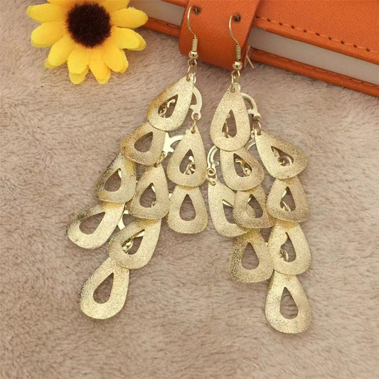 Fashionable Frosted Water Drop String Earrings Long Women Exaggerated Earrings